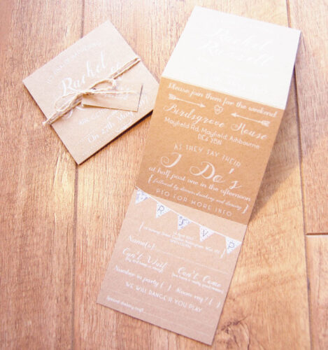 Details about   Kraft Day or Evening Personalised Wedding Invitations Concertina Fold with RSVP 