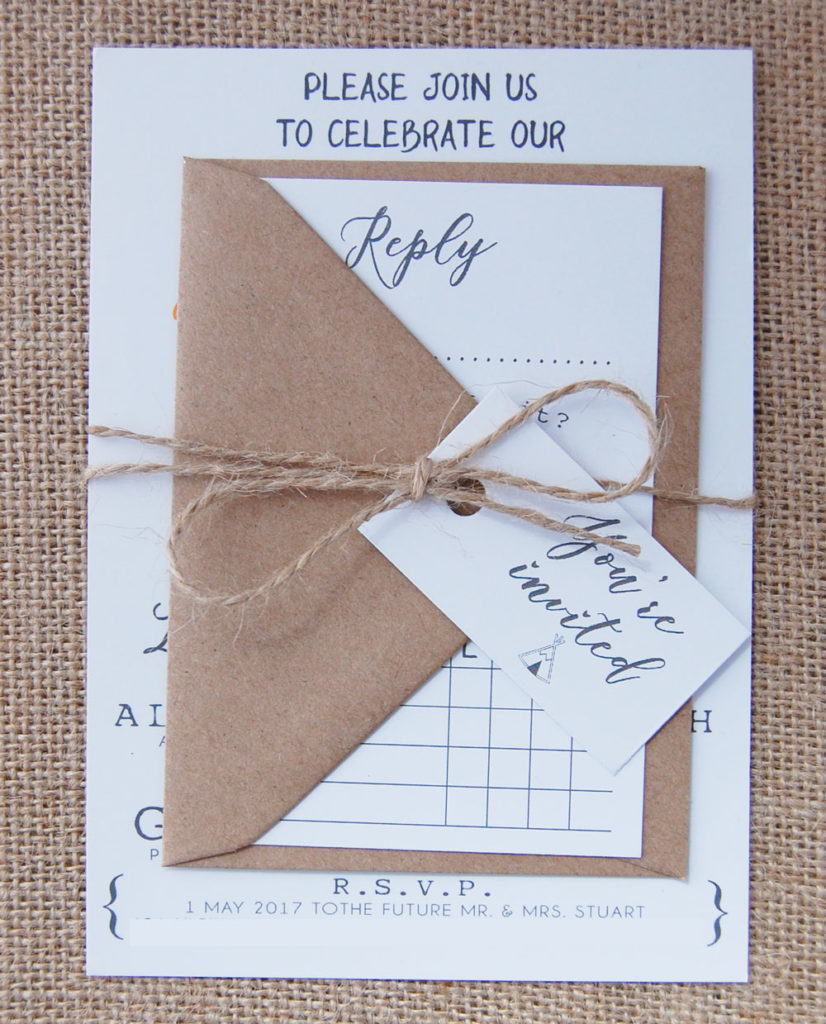 Esme Outdoor Tipi Wedding Invitation with RSVP card Kraft Envelopes & Foil Printing Front