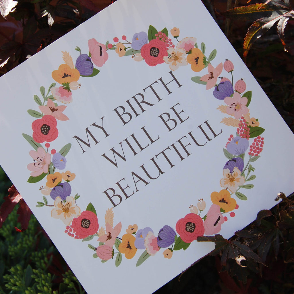 Hypnobirthing Birth Affirmation Gift Cards Wreath My Birth Will Be Beautiful