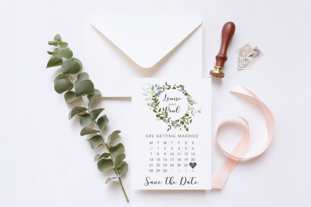 Eucalyptus Greenery save the date card