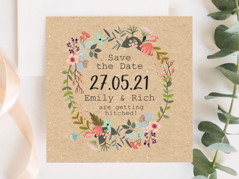 wild flower rustic save the date eco friendly personalised