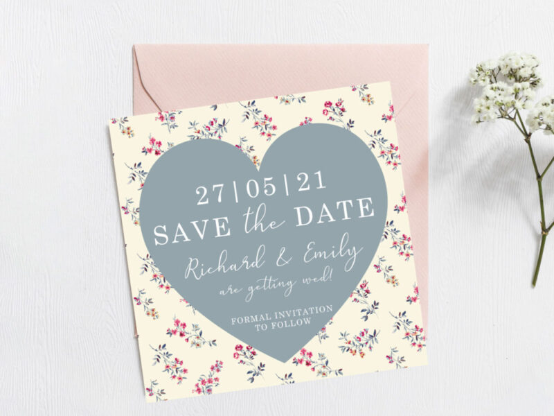 botanical save the date wedding card