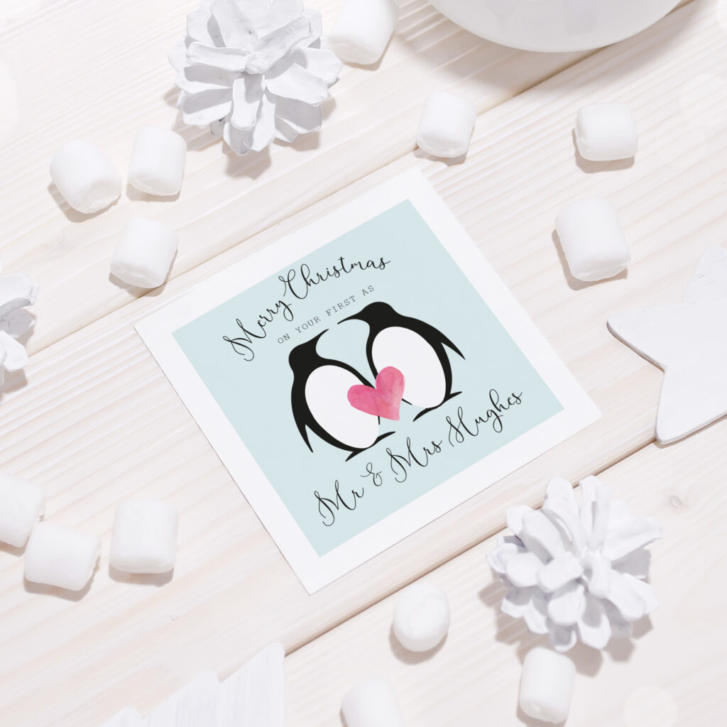 Personalised Penguin Couple Christmas Card - Image 4