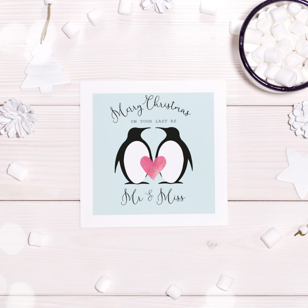 Personalised Penguin Couple Christmas Card - Image 5