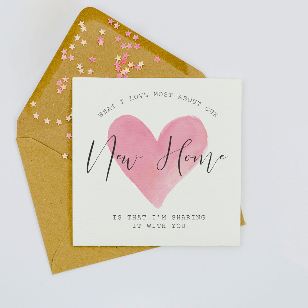 new home heart print greetings card for other half