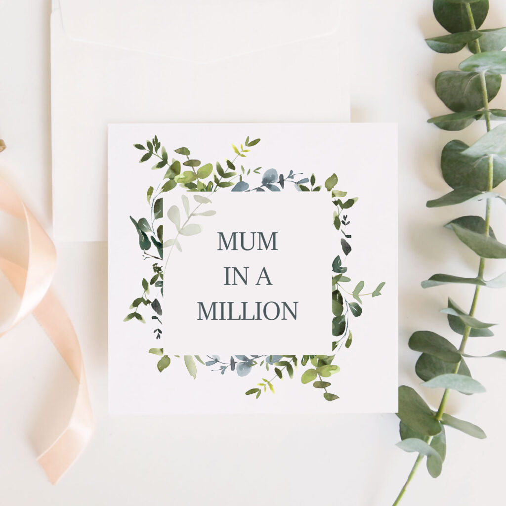 Personalised Mother's Day Card in Eucalytpus Design - Mum in a Million