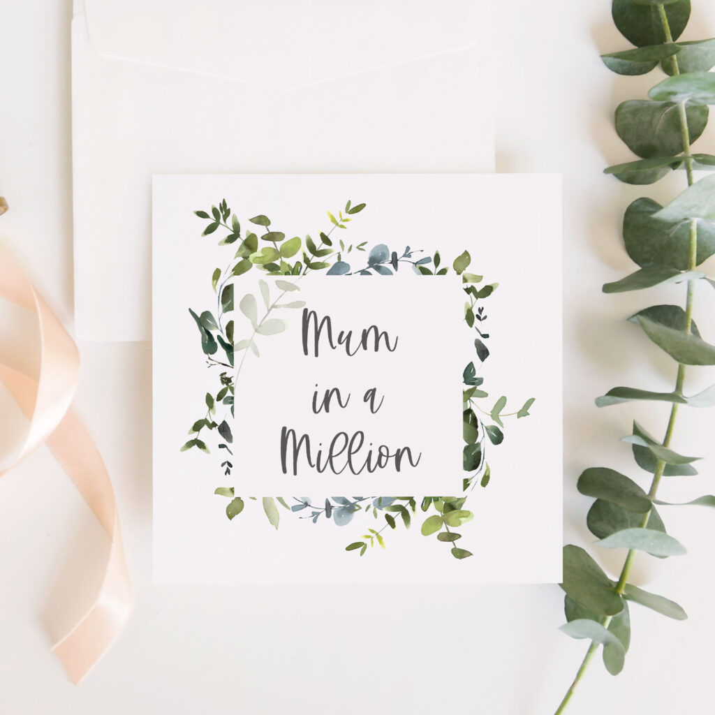 Personalised Mother's Day Card in Eucalytpus Design - Mum in a Million