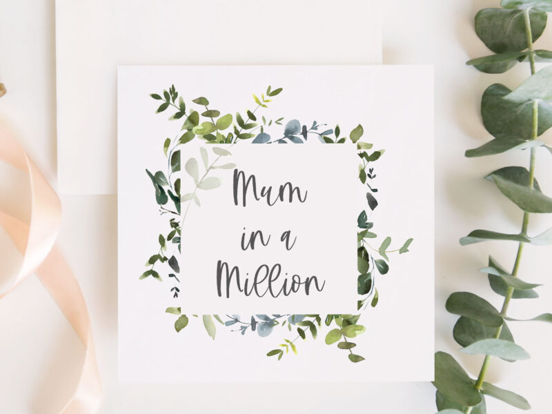 Personalised Mother's Day Card in Eucalytpus Design - Mum in a Million