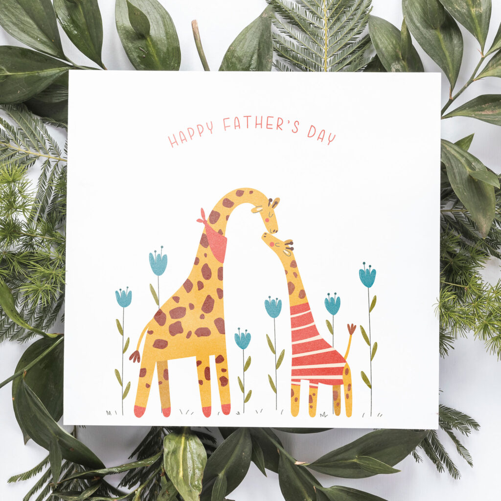 Personalised Father's Day Card in Cute Giraffe Design