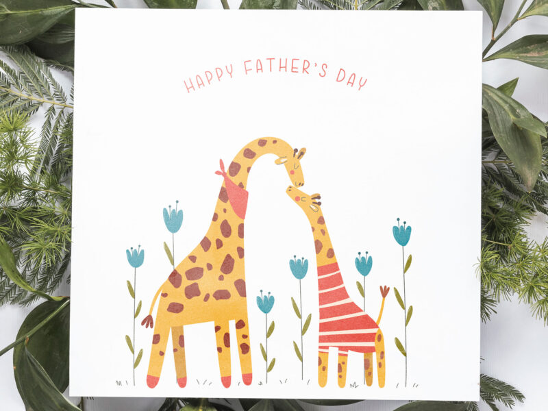 Personalised Father's Day Card in Cute Giraffe Design