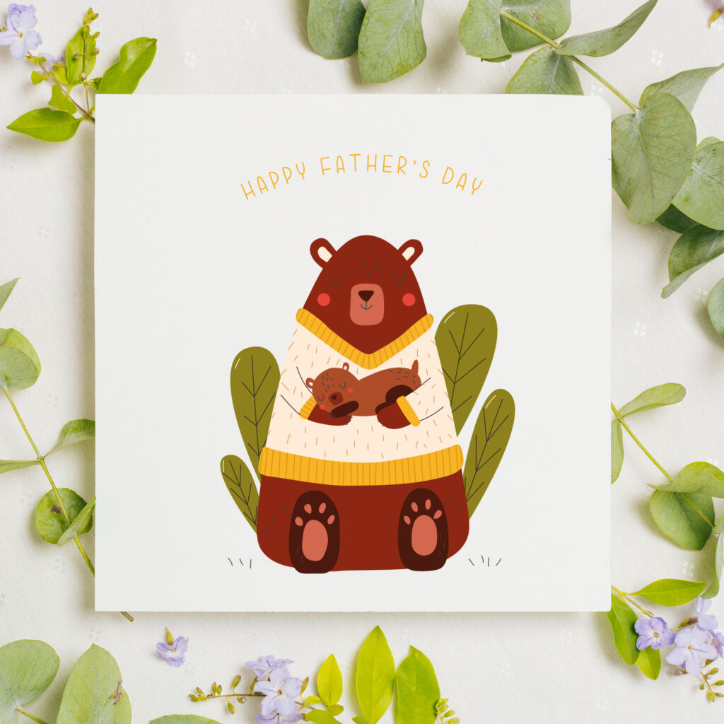 Personalised Father's Day Card in Cute Bear Design