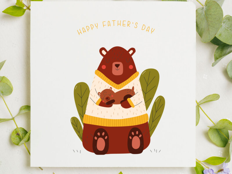 Personalised Father's Day Card in Cute Bear Design