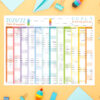 Rainbow Wall Calendar Planner - Academic Year