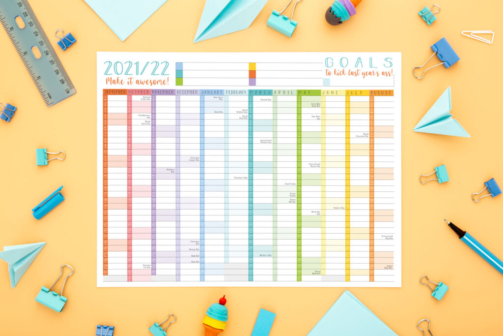 Rainbow Wall Calendar Planner - Academic Year