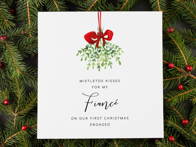 personlised christmas card custom customised mistletoe kisses loved one greetings card