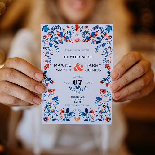colourful romany wedding invitation