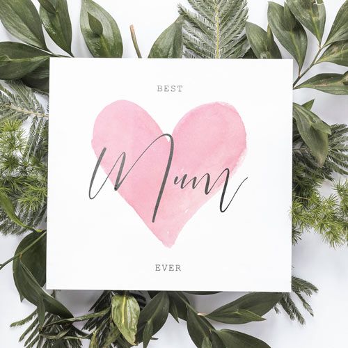 Best Mum Ever Mother's Day Card | Card for your Mum | Watercolour Heart