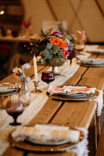 colourful wedding reception table