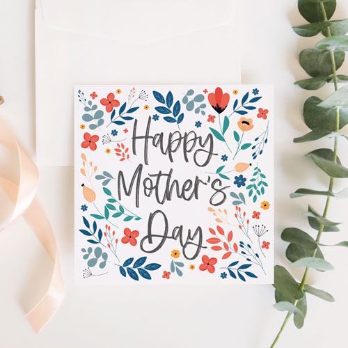 bright floral print mothers day card